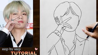 How to draw BTS V easy  Drawing Tutorial  YouCanDraw [upl. by Amitak268]