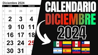 ➥ CALENDARIO DICIEMBRE 2024  DATOS DEL MES DE DICIEMBRE 2024 [upl. by Nayab]