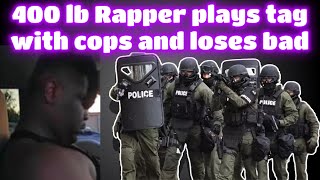 400 Pound Rapper Runs From Cops and drops gun Reaction [upl. by Noyart443]