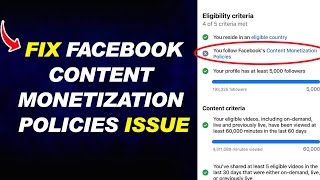 How to Fix Facebook Content Monetization Policies Issue 2024 [upl. by Nimrahc818]