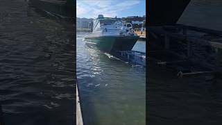 Driving the Catamaran Fishing Machine onto the Trailer fishing boat [upl. by Eohce]