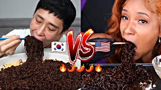 Korean VS American MUKBANG Ghost Pepper Noodles  SPICIEST NOODLE EVER EXIST 🌶️🥵🔥🔥🔥 [upl. by Akisey]