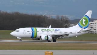 HD Charter Transavia Boeing 737700WL landing at GenevaGVALSGG [upl. by Sliwa264]