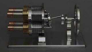 4ZylinderStirlingmotor mit Taumelscheibensteuerung [upl. by Emmalyn164]