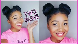 Two Buns Hair Tutorial  Double Bunsl [upl. by Elletnahs748]