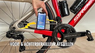 Shimano DI2 12s Voorderailleur amp Achterderailleur afstellen via de tablet of telefoon Bluetooth [upl. by Dorren966]