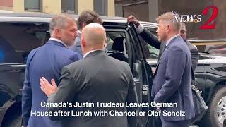 Canadas Justin Trudeau Leaves German House after Lunch with Chancellor Olaf Scholz [upl. by Llertnauq]