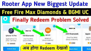 Rooter Free Fire Diamonds amp BGMI UC Out of Stock Problem Fixed✅Rooter ff diamond redeem problem fix [upl. by Melmon899]