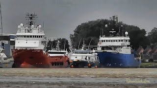 voll belegt Emden Südkai Windparkschiffe Offshore ships weather out storm occupied Service Spot [upl. by Oswin]