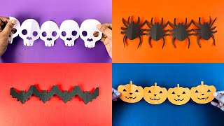 DIY Halloween Paper Garland  Pumpkin Spider Skull Bat  Easy Halloween Paper Crafts [upl. by Quintina]