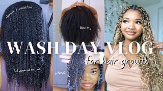 FULL WASH DAY ROUTINE for HAIR GROWTH  PROTECTIVE STYLING  CUSTOMER STORY TIMES  VLOG [upl. by Telford675]