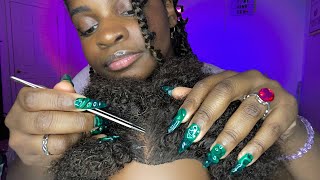 ASMR Relaxing Scalp Check amp Hair Braiding on Thick Hair 💆🏾‍♀️ [upl. by Alraep]