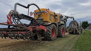 Claas Xerion 4200 Zunhammer  Caterpillar Challenger 75e  Akcja gnojowica  Włochy BOZZETTO [upl. by Ellehsor]