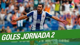 Todos los goles de la Jornada 02 de LaLiga Santander 20182019 [upl. by Drawets316]