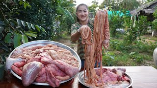 Big Beef intestine beef lungs beef heart cooking  Cooking with Sreypov [upl. by Earley84]