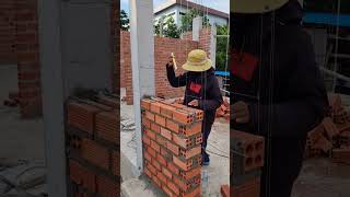 Brick wall 230mm installation for wall of villa building by skillful masonry team [upl. by Nnaihs]