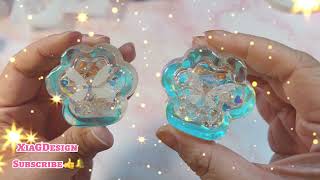 Clear holographic cat paw shaker tutorial kawaii epoxy resin handmade [upl. by Minta]