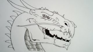 Drawing Dragon Head  Dessin Dragon [upl. by Aluin]