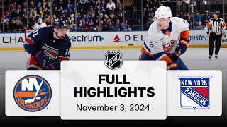 NHL Highlights  Islanders vs Rangers  November 03 2024 [upl. by Marlow]