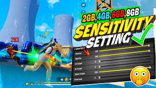 Best Sensitivity Setting For Headshot⚙️ 2GB  3GB  4GB  6GB  8GB  12GB RAM  FREE FIRE [upl. by Htyderem21]