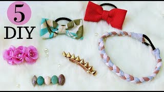 5 DIY Quick and Easy Hair Accessoires I How to make Hair Clips I Hair Accessoires Tutorial [upl. by Nylynnej]