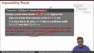 GTO2204 Impossibility of General DominantStrategy Implementation [upl. by Carney]