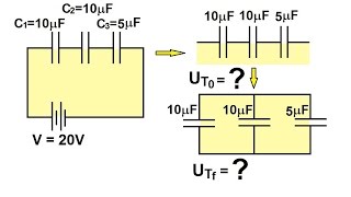 Physics 39 Capacitors 30 of 37 Energy Initial amp Final in DC Circuit [upl. by Melania]