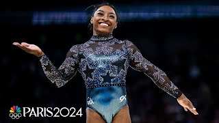 Simone Biles SHOWS OUT in spite of calf pain during gymnastics qualification  Paris Olympics [upl. by Callean]