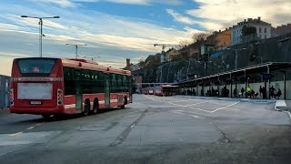 Stockholm Slussen provisorisk bussterminal för bussar mot Nacka och Värmdö Text subtitles [upl. by Anitsyrk]