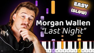 Morgan Wallen Last Night Piano Tutorial Easy SLOW 50 Speed [upl. by Bolt]