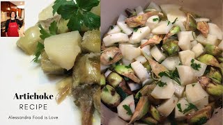 Artichoke Recipe  Artichokes and Potatoes  Carciofi e Patate [upl. by Ateekram]