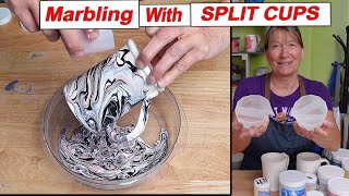 Pouring Underglaze For a Marbling Effect With Split Cups  Pottery Glazing Techniques [upl. by Yevette]