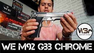 REVIEW PTBR  WE M92 GBB CHROME  WARSOFT BRASIL [upl. by Stephens]