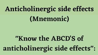 Anticholinergic side effects Mnemonic [upl. by Meggy358]