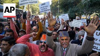 Hundreds protest in New Delhi against reported attacks on Hindus in Bangladesh [upl. by Nivloc472]