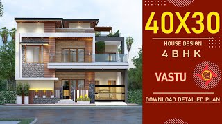 40x30 3D Home Design  Vastu House  1200 Sqft House Plan  4030 House Plan  40by30 House Plan [upl. by Siron]