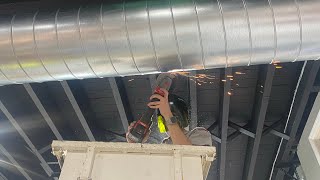 Shop Warehouse Spiral Ductwork Install Part 3 [upl. by Neesay]