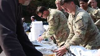 82nd Airborne Division Soldiers serve HOT MEALS in Green Mountain NC [upl. by Eelrefinnej]