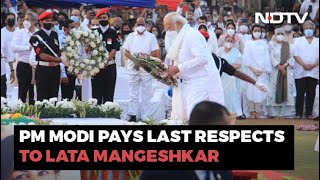 Lata Mangeshkar Dies PM Modi Pays Last Respects To Lata Mangeshkar [upl. by Ahsemat]