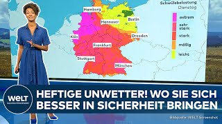 WETTER IN DEUTSCHLAND Überschwemmungen und Sturzfluten erwartet Unwetter und Gewitter im Südwesten [upl. by Dagna]