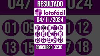 🔥 🍀 LOTO FACIL hoje  04112024  Resultado concurso 3235 [upl. by Notgnillew]