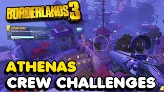 Borderlands 3 All Athenas Crew Challenges  Typhon Logs Dead Claptraps Crimson Toweretc [upl. by Ihsorih]