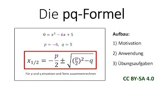 Die pqFormel zur Lösung quadratischer Gleichungen  Quadratische Funktionen by Quatematik [upl. by Flor501]