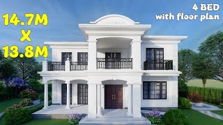 Small House Design 147x138Meters 154 sqm4 BedroomHouse Design ideashome housedesign houses [upl. by Vijar953]