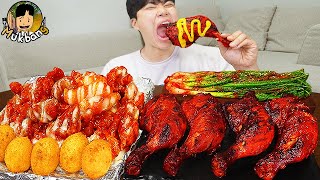 ASMR MUKBANG 슈프림 양념 치킨먹방 BBQ 자메이카 통다리 짜파게티 먹방 amp 레시피 FRIED CHICKEN EATING SOUND [upl. by Humph]