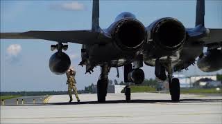 USAF F15E hot refueling by MC130J in Estonia [upl. by Evangelia]