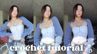 beginner friendly shrug bolero crochet tutorial [upl. by Reinhold]