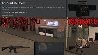 account terminated rip level 90 roblox criminality [upl. by Neo982]