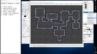 Make a Roll20 Dungeon Map for Pathfinder or DampD using Gimp [upl. by Heimer]