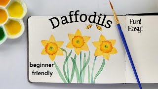 Watercolor Flowers for Beginners  Daffodils [upl. by Yecnuahc10]